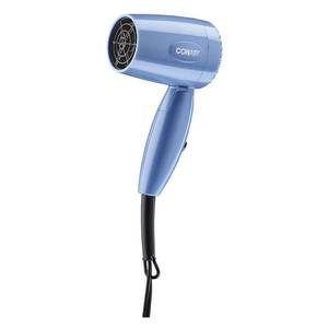 lot 9365 image: Conair Travel Hair Dryer with Dual Voltage, 1600W Compact Hairdryer with Folding Handle, Hair Blow Dryer with 2 Heat & 2 Speed Settings, Fast Drying, Frizz-Taming Airflow, Easy Storage, Blue