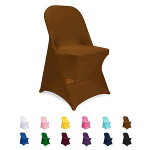 lot 9369 image: Jieqier Folding Chair Covers Brown, Spandex Chair Slipcovers 20 PCS, Universal Fitted Chair Slipcovers for Wedding, Party, Banquet, Holidays, Celebration