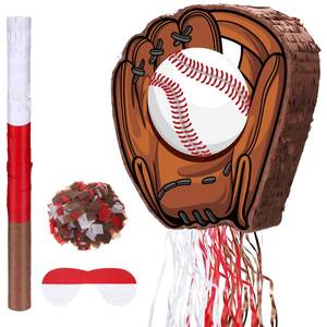 lot 9374 image: Baseball Pi�ata with Blindfold Bat for Birthday Party Softball Paper Pinta Sports Balls Confetti Baseball Party Supplies for Birthday Party Decorations 13.19 x 13.19 x 3 Inch(Cool)