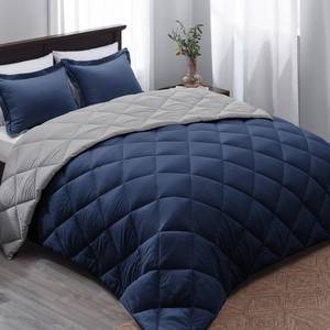 lot 9375 image: Basic Beyond Queen Comforter Set - Navy Blue Comforter Set Queen Size, Reversible Bed Comforter Queen Set for All Seasons, NavyGrey, 1 Comforter (88x92) and 2 Pillow Shams (20x262)
