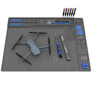 lot 9376 image: STREBITO Soldering Mat Large, Solder Mat Heat Resistant 932°F, Magnetic Mat for Screws and Tools, Solder Pad for Soldering Iron, Electronics, PC Building, Laptop, RC, Phone, Size 21.7 x 15.8 (Grey)