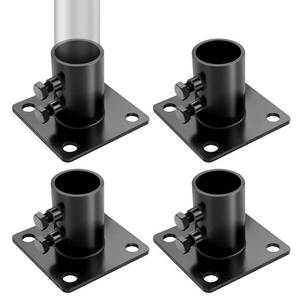lot 9381 image: YESiDEA 4 Pcs 2-516 Chain Link Fence Pole Plange, Heavy Duty Round Fence Post Base Surface Mount Black