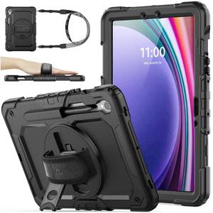 lot 9383 image: SEYMAC stock Case for Samsung Galaxy Tab S10 Lite  S10 FE  S9 FE 5G  S9 Tablet Case 10.9 11 Protective with Screen Protector, Pen Holder, 360 Rotate Stand, Hand Strap, Shoulder Strap, Black1