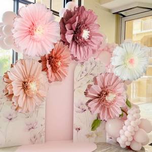 lot 9395 image: Giegxin 6 Pcs 31.5, 24 Pink Giant Paper Flower Boho Large Tissue Paper Flower for Wall Big Pink Pom Pom Floral Decorations for Wall Wedding Bridal Shower Baby Shower Tea Party Nursery Birthday Decor