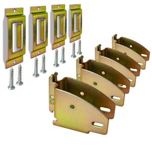lot 9397 image: MorScan E-Track Wood Beam End Socket with Tie Down Slots, Shelf Brackets for 2x4 & 2x6 Wood Beam Custom Storage in Box Truck, Enclosed Trailer, Garage, Warehouse, Workshop (Gold Galvanized)