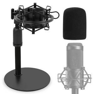 lot 9400 image: Upgraded AT2020 Desktop Mic Stand, Adjustable Mic Stand Desk with Shock Mount and Foam Windscreen for Audio Technica AT2020 AT2020USB AT2035 ATR2500 Condenser Mic