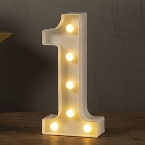 lot 9411 image: HXWEIYE Marquee Light Up Numbers-10, 8.5 Inch Decorative Letter Sign 26 Alphabet and 10 Number, Battery Powered Warm White for Party, Christmas Decor�8.5  4.2  1.8IN