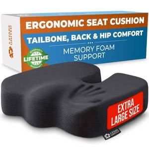 lot 9412 image: 5 STARS UNITED Seat Cushion - Memory Foam Chair Cushion for Tailbone Pain Relief - Ergonomic Support for Coccyx, Sciatica & Butt - Office, Desk & Gaming Chair, Car Seat, Wheelchair, Airplane, Black