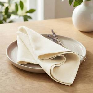 lot 9414 image: PurpleEssences Set of 12 Cloth Dinner Napkins 100% Cotton 18x18 Inch - Soft Durable Washable - Ideal for Farmhouse Party Spring Easter Summer - Perfect Everyday Use Table Linen - Cream