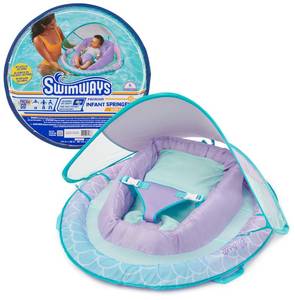 lot 9416 image: SwimWays Infant Spring Float, Baby Pool Float with Canopy, Swimming Pool Accessories for Kids 3-9 Months, Mermaid