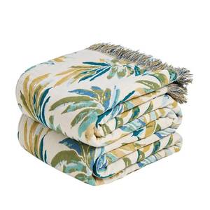 lot 9418 image: LUTBM Boho Throw Blanket for Couch Sofa Chair Cotton Summer Blankets for Bedroom Living Room All Season Soft Lightweight Reversible Leaves Embroidery Decorative Throws 50x60 Home Decor