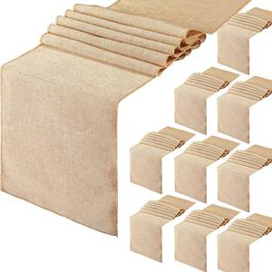 lot 9421 image: Breling 10 Pack Burlap Table Runners, 12 x 71 Inch Rustic Jute Table Runner Rustic Place Mats Bulk for Western Wedding Decorations Farmhouse Party Kitchen Coffee Decor Cover(Khaki)