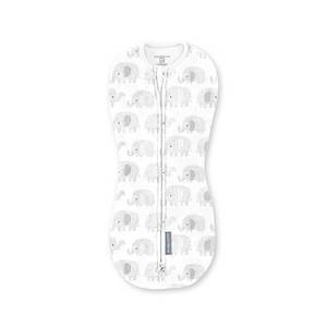 lot 9431 image: SwaddleMe by Ingenuity Compression Baby Swaddle Pod, Two-Way Zipper for Easy Diaper Changes, Improves Sleep & Calms Startle Reflex, 0-2 Months, 1.0 TOG, 1-Pack - Scribble Elephant