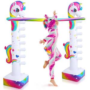 lot 9440 image: Poen 63 Unicorn Inflatable Limbo Game for Kids Adults - Fun Rainbow Blow-up Unicorn Party Decor Game Toy for Birthday Pool Water Field Day Outdoor Yard Carnival Activity Indoor (Pump Not Included)