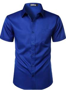 lot 9456 image: ZEROYAA Mens Casual Urban Stylish Slim Fit Short Sleeve Button Up Dress Shirt with Pocket XL