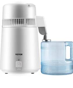 lot 9485 image: VEVOR Water Distiller, 1.1 Gal Distilled Water Machine, 750W Pure Water Distilling wBPA Free Plastic Container, Water Distillation Kit wButton, Countertop Distilled Water Maker for Home, White
