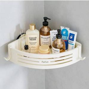 lot 9492 image: Corner Shower Caddy Suction Cup, No-Drilling Hanging Shower Shelves with Hooks, Waterproof & Rustproof Removable Shower Organizer for Bathroom Storage