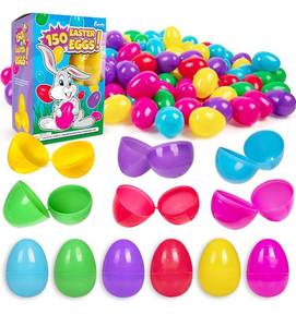 lot 9499 image: Giraffe 150 Pack Fillable Easter Eggs Bulk Multi Color Empty Plastic Eggs for Kids - Easter Basket Stuffers for Kids Egg Hunt Prizes Party Favors Classroom Prizes Treasure Box Toys