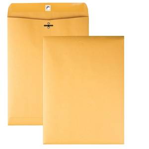 lot 9506 image: 9 x 12 Clasp Envelopes  Deeply Gummed Flaps for Permanent Secure Seal  28 lb. Brown Kraft  100 per Box