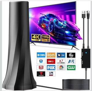 lot 9510 image: 2026 Upgraded TV Antenna for Smart TV, Digital Antenna for Local Channels, 3200 Miles Range TV Antenna Indoor with 360° Signal Strongest Booster, Supports 1080P 4K Reception HD 16.41FT Cable