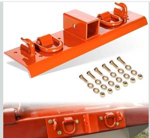 lot 9524 image: Heavy Duty Bolt on Compact Tractor Grab Hooks 2 Receiver D Rings Tractor Bucket Hooks Fit for Kubota Tractor, Orange