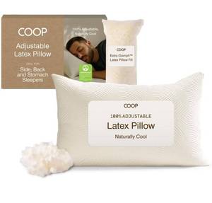 lot 9531 image: Coop Home Goods Adjustable Latex Pillow King, with Talalay Latex & Microfiber Fill, Best Pillows for Sleeping, Naturally Cooling, Eco-Friendly, Medium Firm Pillow for Back, Stomach or Side Sleepers