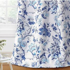 lot 9542 image: H.VERSAILTEX Blackout Curtains 63 Inch Length 2 Panels Set Floral Print Curtain Drapes for Living Room Thermal Insulated Grommet Window Curtains for Bedroom - Traditional Floral in Blue and White