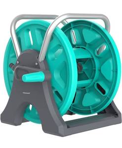 lot 9565 image: Garden Hose Reel Cart,Portable Hose Reel Holder Hold Up to 50-80 Feet of 58 Hose,Wall Mounted Water Hose Reel,Upgraded Plastic Wheels for Outside Car Washing, Watering (Blue, 80FT)