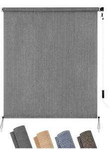lot 9587 image: Patio Shades Roll Up Outdoor Blind, 5 W x 8 H Cordless Sun Shade Privacy Screen with 90% UV Protection Exterior Roller Shade Cloth for Porch Pergola Backyard Windows Balcony, Gray
