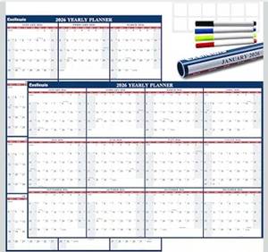 lot 9588 image: 12 Pack 2026 Wall Calendar 32 x 48 Wet & Dry Erase Calendar for Wall - Large Yearly Planner 12 Months, 2-Sided Reversible Horizontal Vertical Calendar January to December for Home Office School