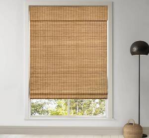 lot 9606 image: LazBlinds Cordless Bamboo Roman Shades, Privacy Blinds for Interior Windows, Room Darkening Roll Up Bamboo Blinds for Home & Patio, 26.5 W x 48 H, Highfield Teak