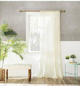 lot 9608 image: Archaeo 100% Cotton Sheer Curtains, 50 x 84, Cream