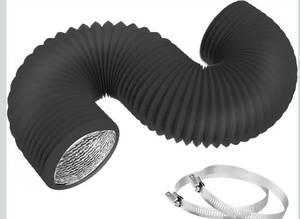 lot 9623 image: TEAIERXY 4 Inch 8 Feet Dryer Vent Hose,Flexible Insulated Air Ducting,Vent Hose PVC Aluminum Foil with 2 Clamps for HVAC Ventilation(Black)