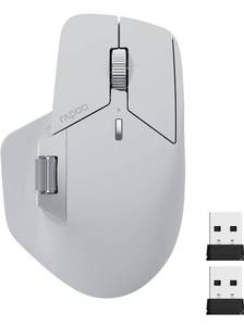lot 9626 image: Rapoo MT760 Multi-Device Wireless Mouse, Bluetooth 5.0 and 2.4G Multi-Mode Connection, Up to 4 Devices, 11 Programmable Buttons, 4K DPI, 90 Days Battery Life, PC, Light Grey
