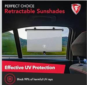 lot 9631 image: Firestone 1 Pack Retractable Car Window Shades - Car Shades for Side Windows Blocks 99% UV Rays,