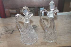 lot 4860 image: 2-Vtg. Cruets Cut Glass Beautiful