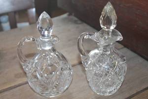 lot 4861 image: 2-Vtg. Cruets Cut Glass Beautiful