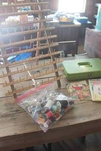 lot 4885 image: Vintage Sewing Carrier, Needle Books, Spools & More