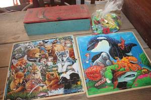 lot 4955 image: Vtg. Magnets, Primitive Childs Tool Box & More