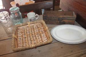 lot 4961 image: Vtg. Canning Jars, Cheese Box & More