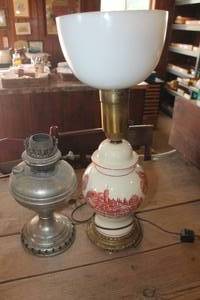 lot 4969 image: Antique Lamp wmilk glass shade untested & More