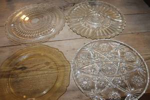 lot 4977 image: Vtg. Cut Glass Serving Plate, Relish Dish & More