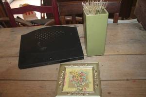 lot 4992 image: Metal Wall Pocket, Vase and More