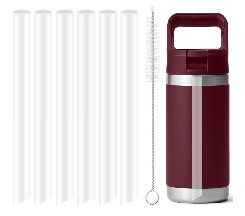 lot 4072 image: Joshey 6PCS Reusable Replacement Straws Compatible with YETI Rambler Jr. 12 oz Kids Water Bottle, Replacement Plastic Straws with 1 Cleaning Brush for YETI Cup - Retail $0