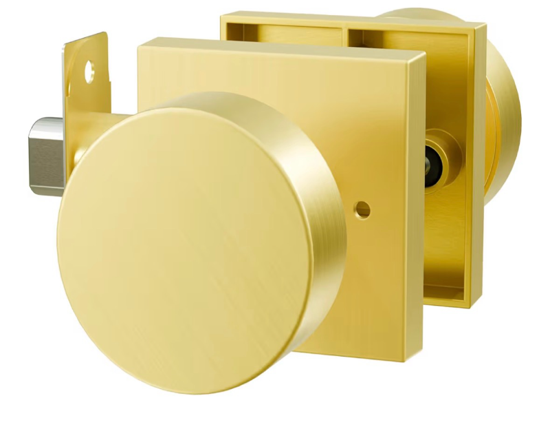 lot 4137 image: Gold Door Knobs Interior, Privacy Zinc-Alloy Heavy Duty Brushed Gold Interior Door Knob, Brushed Brass Indoor Doorknobs for Bedroom, Bathroom (1 Pack) - Retail $0