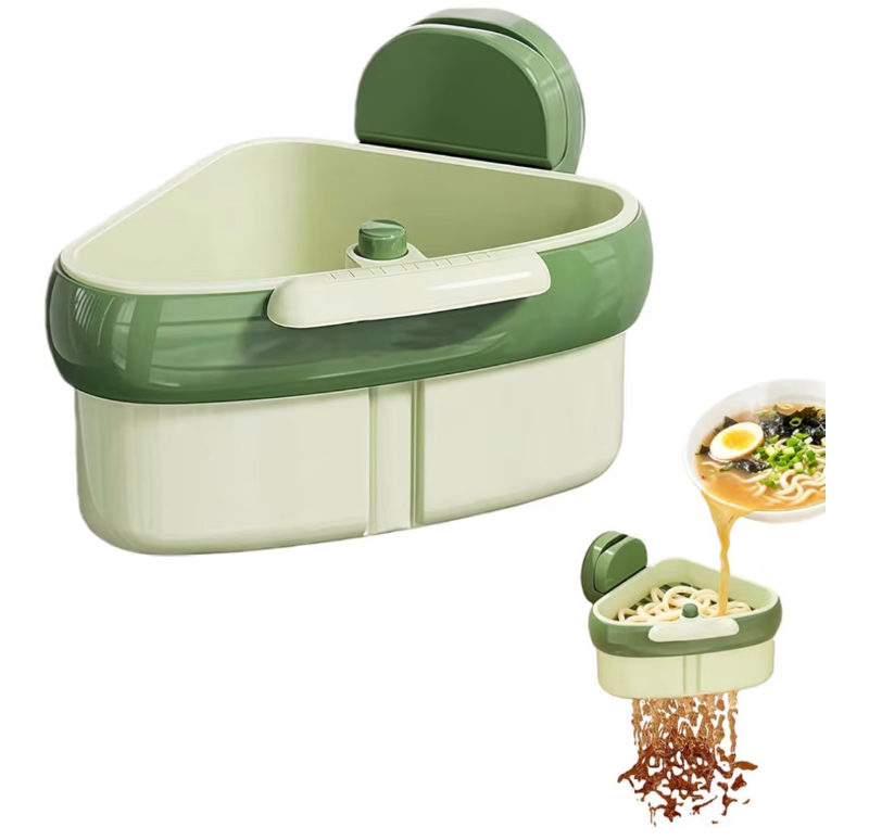 lot 4151 image: Suction Cup Kitchen Sink Caddy �� Triangular Sink Drain Basket & Strainer �� Small Corner Sink Trash Catcher for Vegetables, Fruits, Sponges, Soap �� Space-Saving Organizer (1, Green) - Retail $0