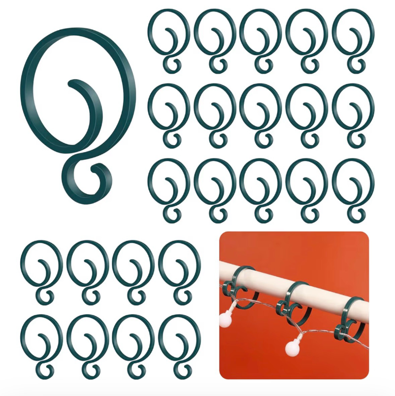 lot 4160 image: Blulu 100pcs Green Gutter Hooks Clips for Christmas Lights Holiday Light Clips for Banister Railing Fence Deck Outdoor Seasonal Icicle Lighting Hooks Eaves - Retail $0
