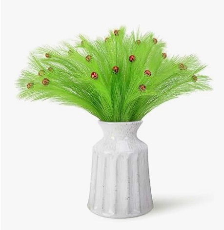 lot 4171 image: Cinnvoice 24 Pcs Christmas Tree Decorations 16 Lime Green Furry Christmas Tree Picks Branches Trees Topper Xmas Curly Ornaments Pick for Xmas Wreath Decor Holiday Party Vase Fillers Gift - Retail $0