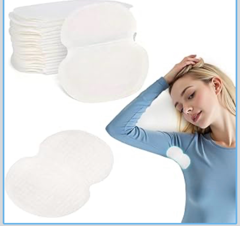 lot 4305 image: 50PCS Armpit Sweat Pads for Under Arms - Extra Comfort, For Hyperhidrosis, for Men and Women, Not Visible, Disposable Underarm Dress ShieldsGuards, Enhanced Anti Sweat Protection - Retail $0