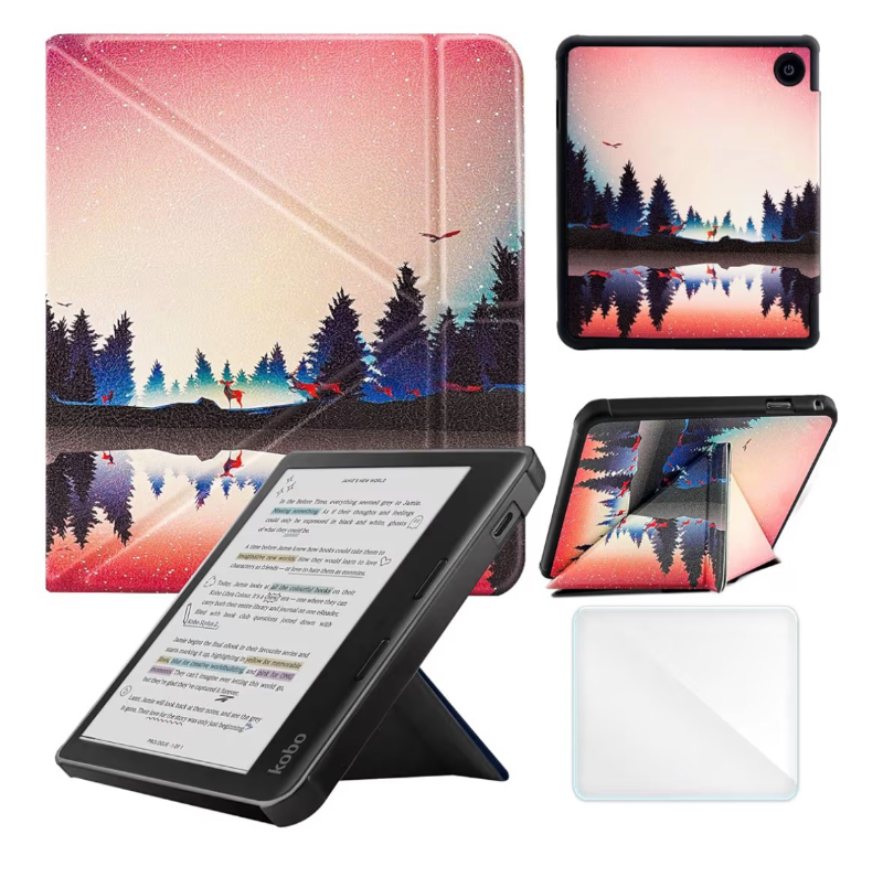 lot 4333 image: Case Compatible with Kobo Sage 8 Inch e-Reader (Model N777 N778K, 2021 Release), Includes a Screen Protector - Premium PU Leather Cover with Auto SleepWake - Retail $0